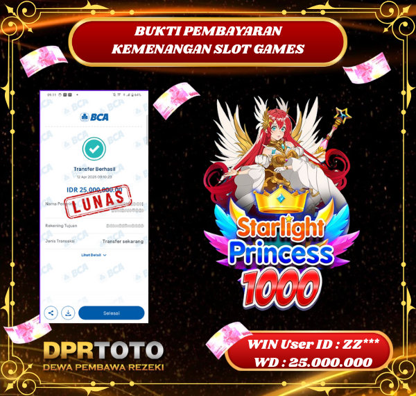 KEMENANGAN BESAR SLOT STARLIGHT PRINCESS 1000 Rp 25.000.000 - LUNAS